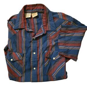 VTG Western Frontier Men's M USA Texas Western Striped Grandpa Core Pearl